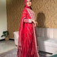 Elegant Heavy Fox Georgette Embroidered Top with Micro Cotton Palazzo and Dupatta