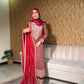 Elegant Heavy Fox Georgette Embroidered Top with Micro Cotton Palazzo and Dupatta