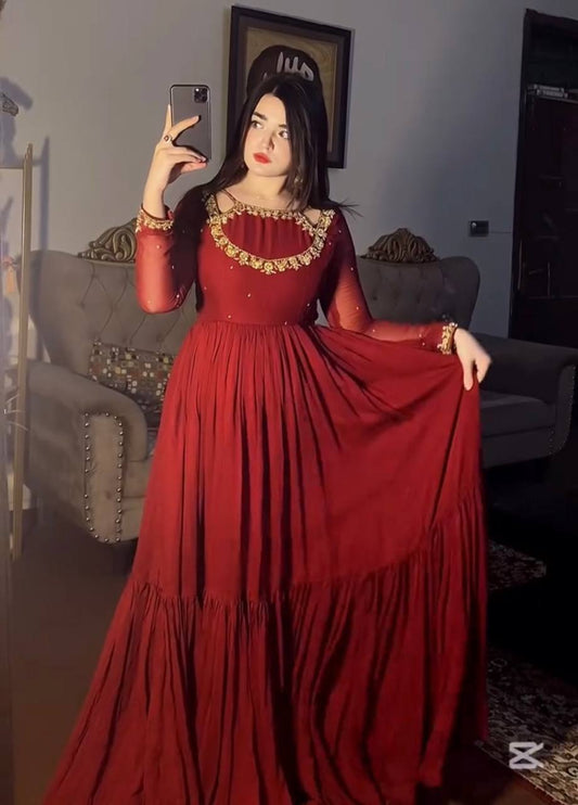 Premium Designer Gown, Dupatta & Bottom Set with 5mm Sequin Embroidery
