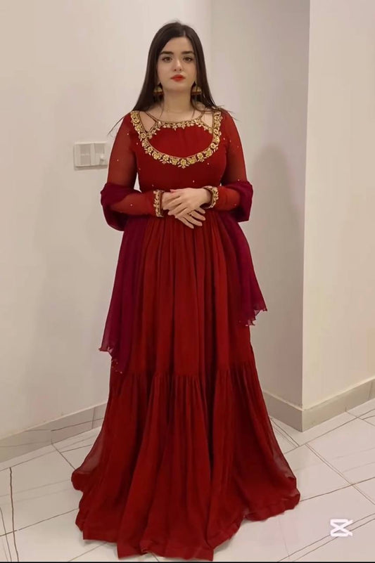 Premium Designer Gown, Dupatta & Bottom Set with 5mm Sequin Embroidery