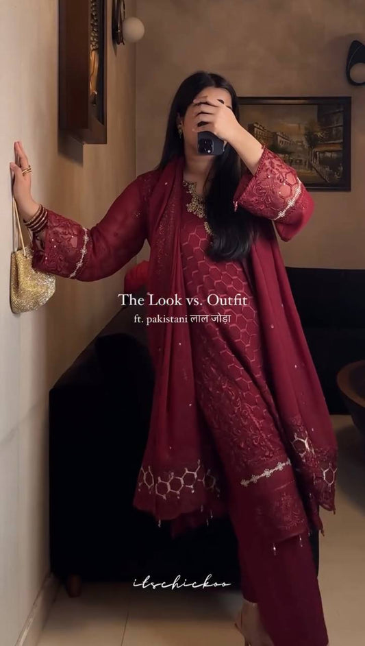 Fancy Party Wear Georgette Suit with 5mm Sequin Work and Handcrafted Detailing