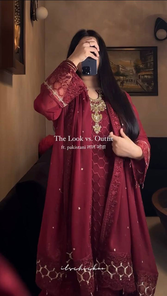 Fancy Party Wear Georgette Suit with 5mm Sequin Work and Handcrafted Detailing