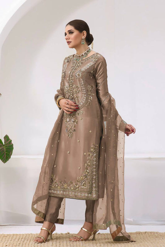 New Pakistani Designer Collection in Jimmy Choo Silk with Embroidery and Sequence Work