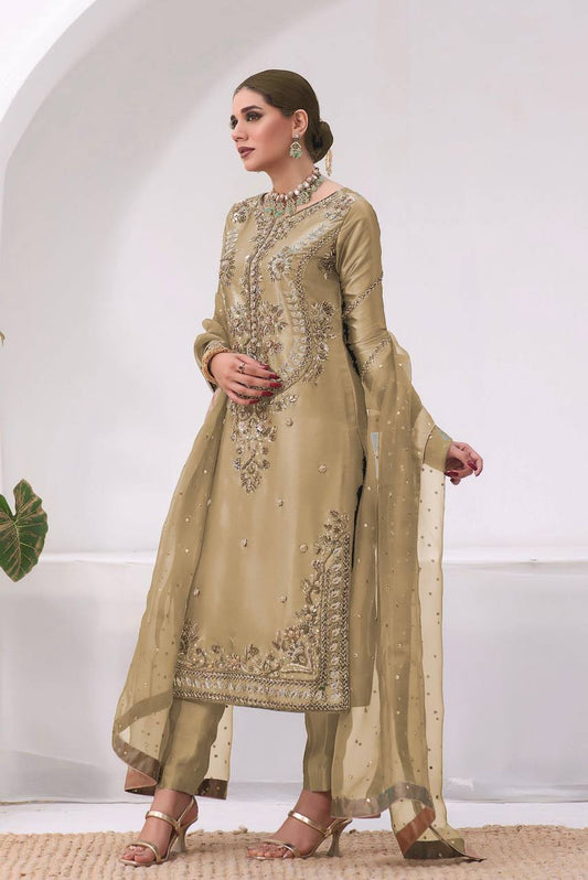 New Pakistani Designer Collection in Jimmy Choo Silk with Embroidery and Sequence Work