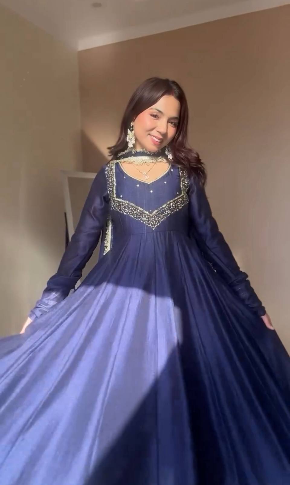 Moonlight Muse Designer Gown and Pant Duo with Intricate Embroidery