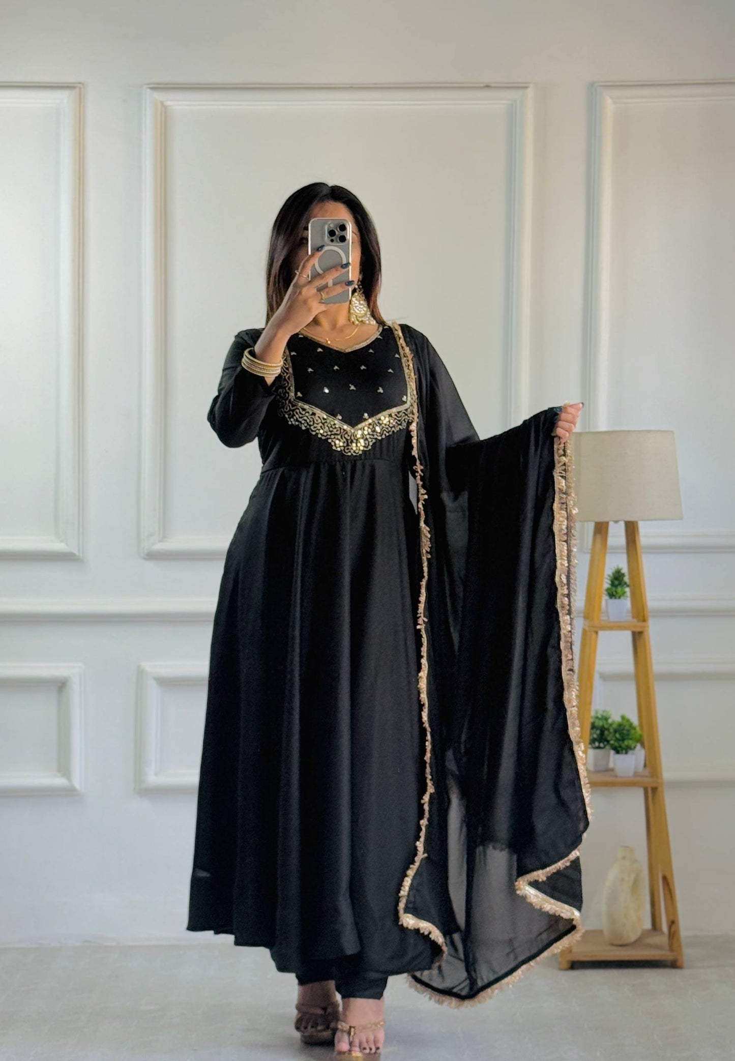 Moonlight Muse Designer Gown and Pant Duo with Intricate Embroidery