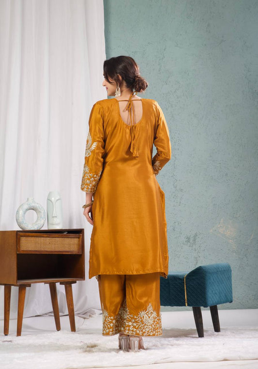 Graceful Pure Chinnon Silk Ensemble Showcasing Heavy All-Over Coding Sequin Embroidery Work