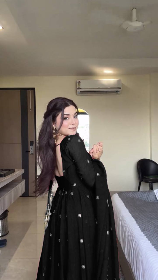 Aashna Shroff Designer Anarkali Set Crafted in Heavy Faux Georgette with Elegant Sequin Embroidery and Fancy Dupatta