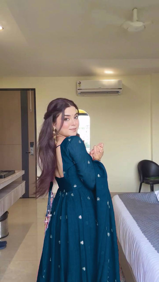 Aashna Shroff Designer Anarkali Set Crafted in Heavy Faux Georgette with Elegant Sequin Embroidery and Fancy Dupatta