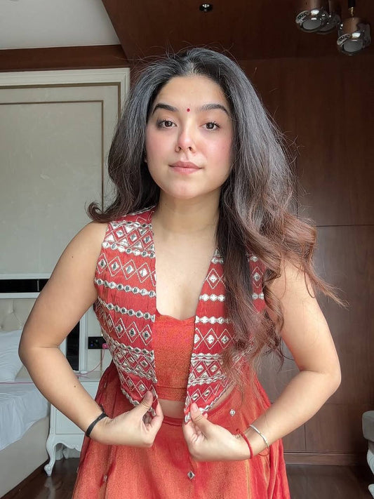 Santoshi -RT Lehenga Set in Rich Simmer Silk