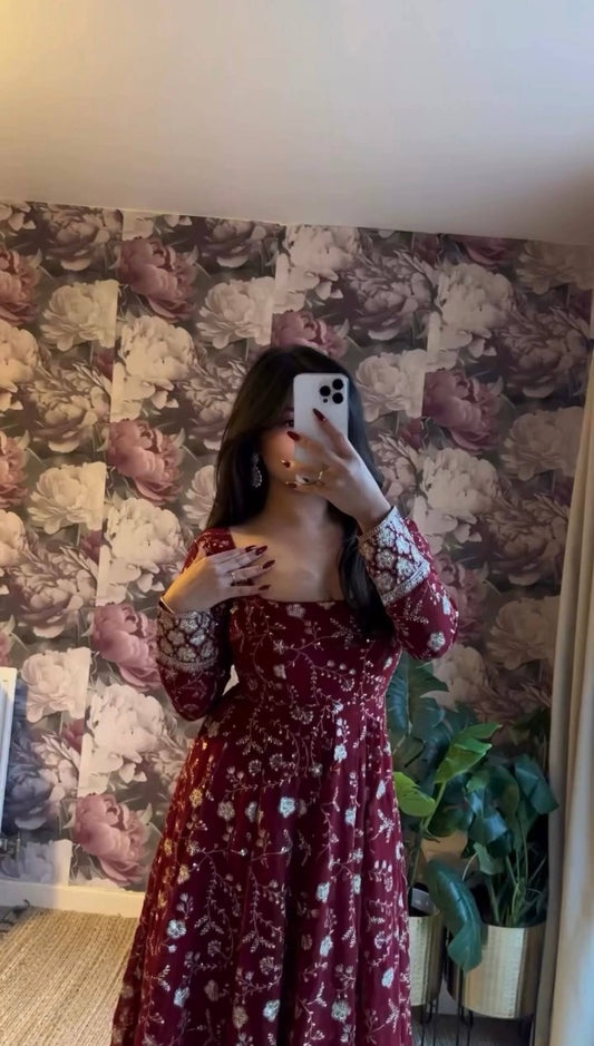 Rinki-ZF Faux Georgette Anarkali Gown