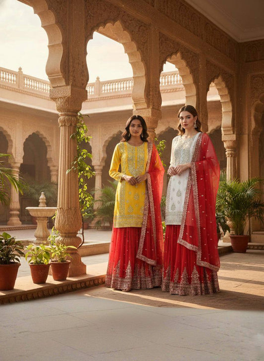 Hina-ZSR Pure Heavy Georgette sharara plazzo set