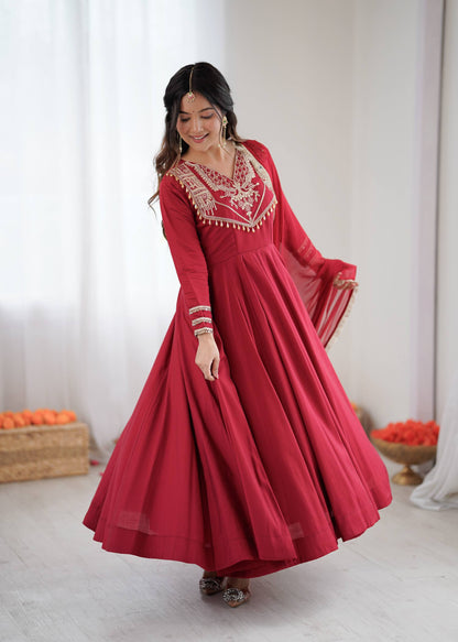 Avni-ZSR Roman silk Anarkali Gown set ZSR - SRK