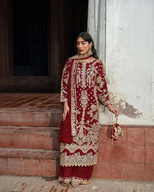 Devki-ZF Faux Georgette  Embroidered Sequence Designer Suit