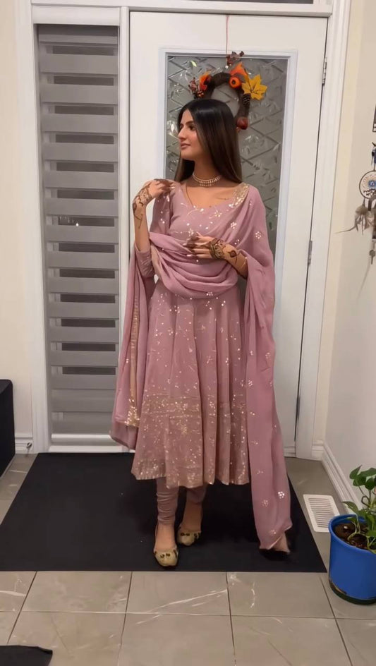 Chhavi-HK HEAVY FAUX GEOORGETTE ANARKALI GOWN