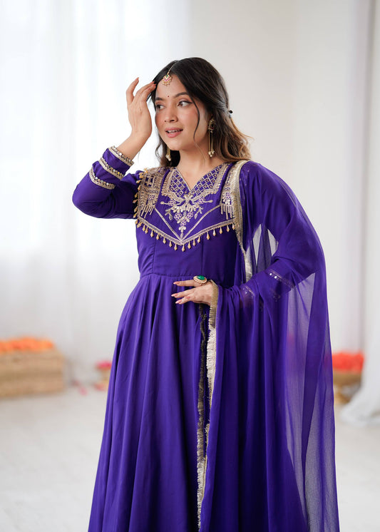 Charu-ZSR Roman silk Coding work Gown