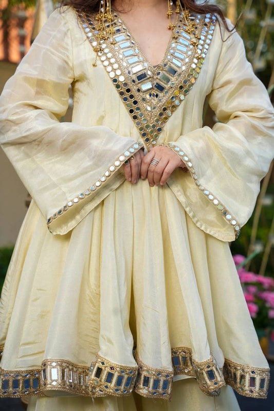 Aisha-SRK Real mirror work Plazzo kurta set