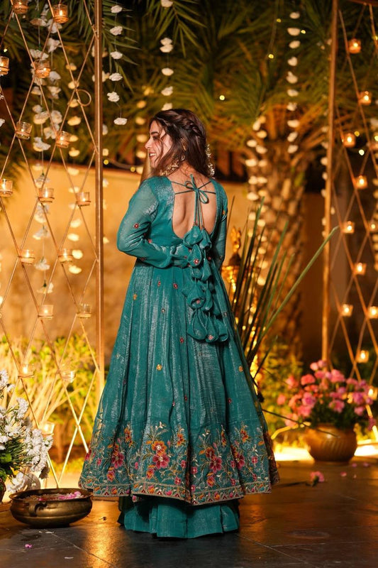 Anu-TD-crunchy Silk gown sharara set