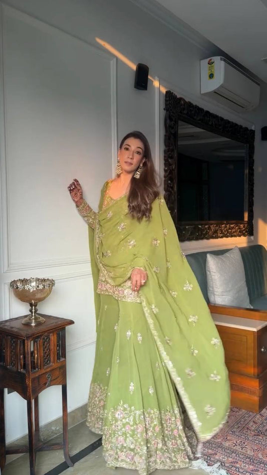 Nur-SR  Heavy Faux Georgette Sharara pair