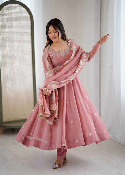 Nikki-ZF Crunchy Silk Designer Anarkali Set