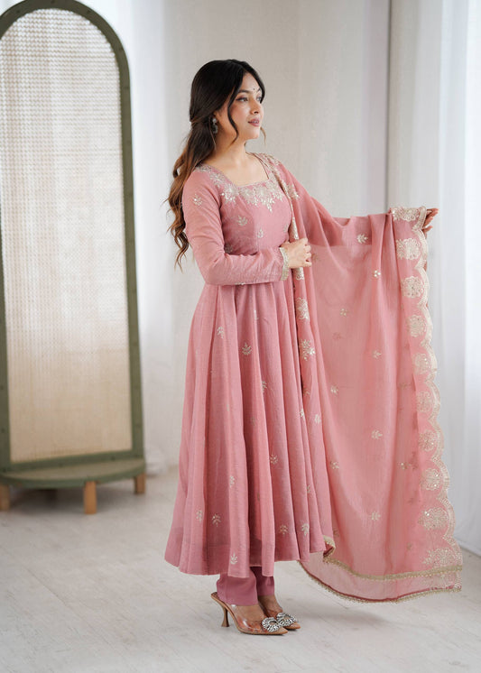 Nikki-ZF Crunchy Silk Designer Anarkali Set