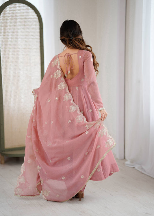 Nikki-ZF Crunchy Silk Designer Anarkali Set