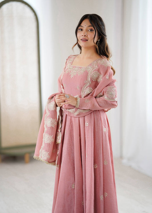 Nikki-ZF Crunchy Silk Designer Anarkali Set