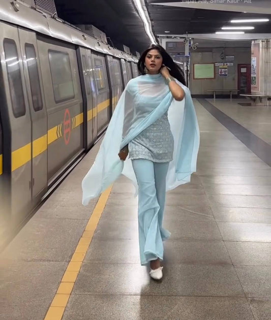 Tina-RT Faux Georgette kurta with Boot cut pent