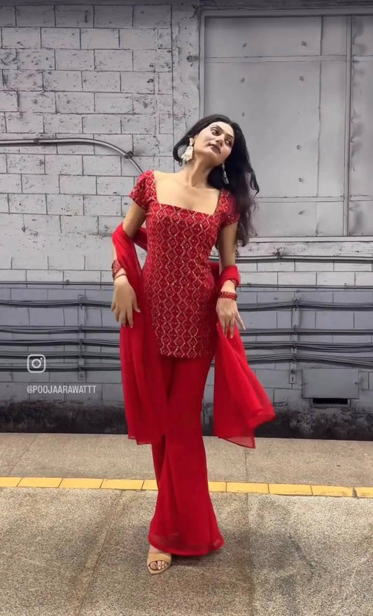 Tina-RT Faux Georgette kurta with Boot cut pent