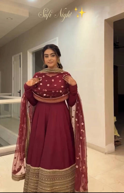 Bela-TD Roman silk Anarkali Gown set