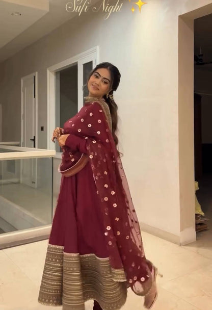 Bela-TD Roman silk Anarkali Gown set