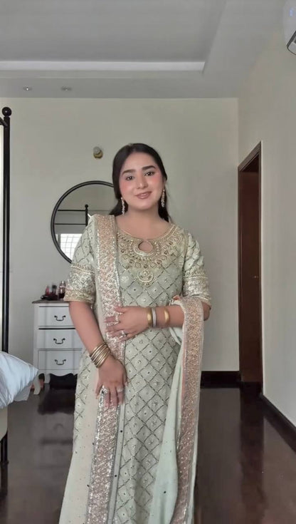 Anjali-HK Faux Georgette Top Pent with Duptta