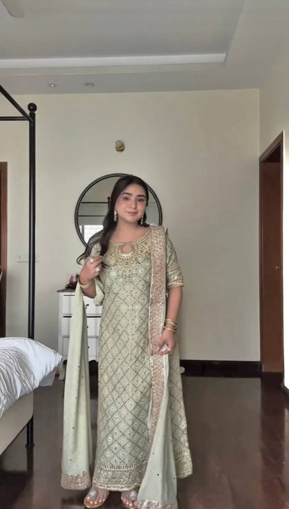 Anjali-HK Faux Georgette Top Pent with Duptta