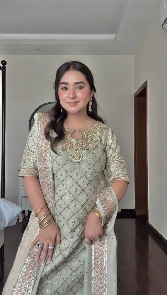 Anjali-HK Faux Georgette Top Pent with Duptta