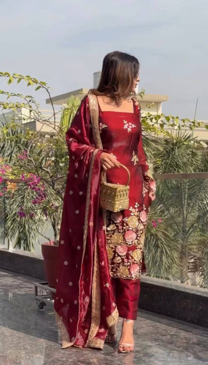 Kaveri-NSR  In Pure Heavy Organza poly silk Plazzo set