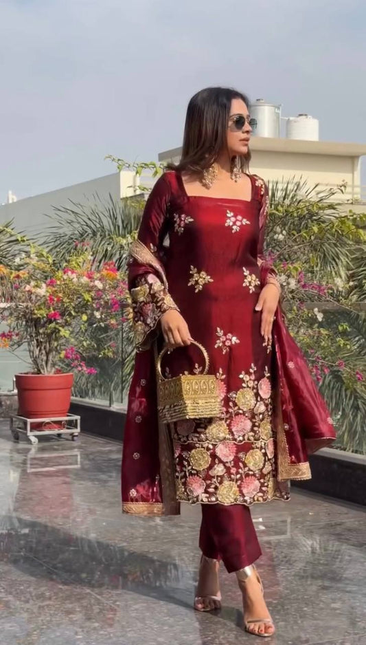 Kaveri-NSR  In Pure Heavy Organza poly silk Plazzo set