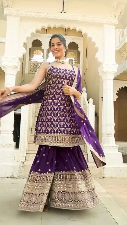 Kalpi-RT Foux Gorgette Sharara Set