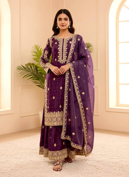 Dipali-SRK Pure Natural Crep Silk Plazzo Set