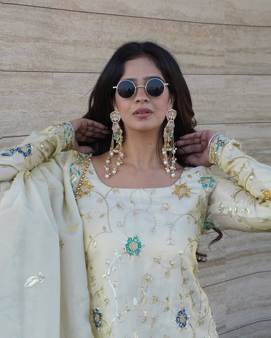 Damini-ZSR Heavy Pure Chinnon Sharara Set