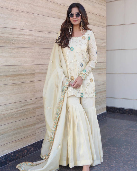 Damini-ZSR Heavy Pure Chinnon Sharara Set