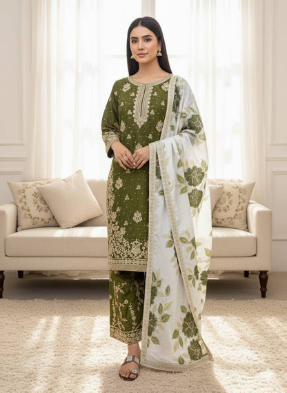 Chanda-SRK Gmy Silk With Heavy Embroidery Top Bottom Set