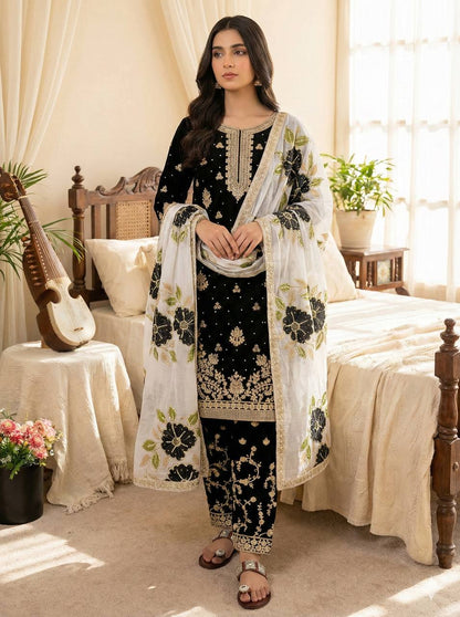 Chanda-SRK Gmy Silk With Heavy Embroidery Top Bottom Set