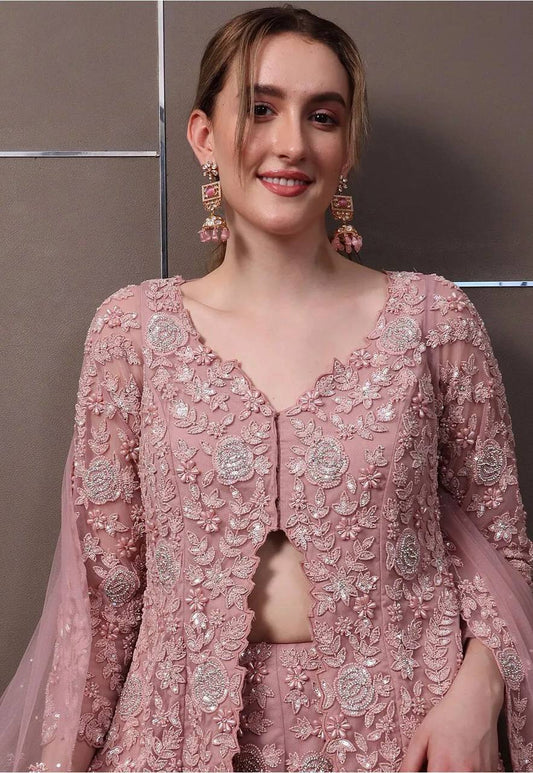 Swati-RT Foux Gorgette Top Plazzo set