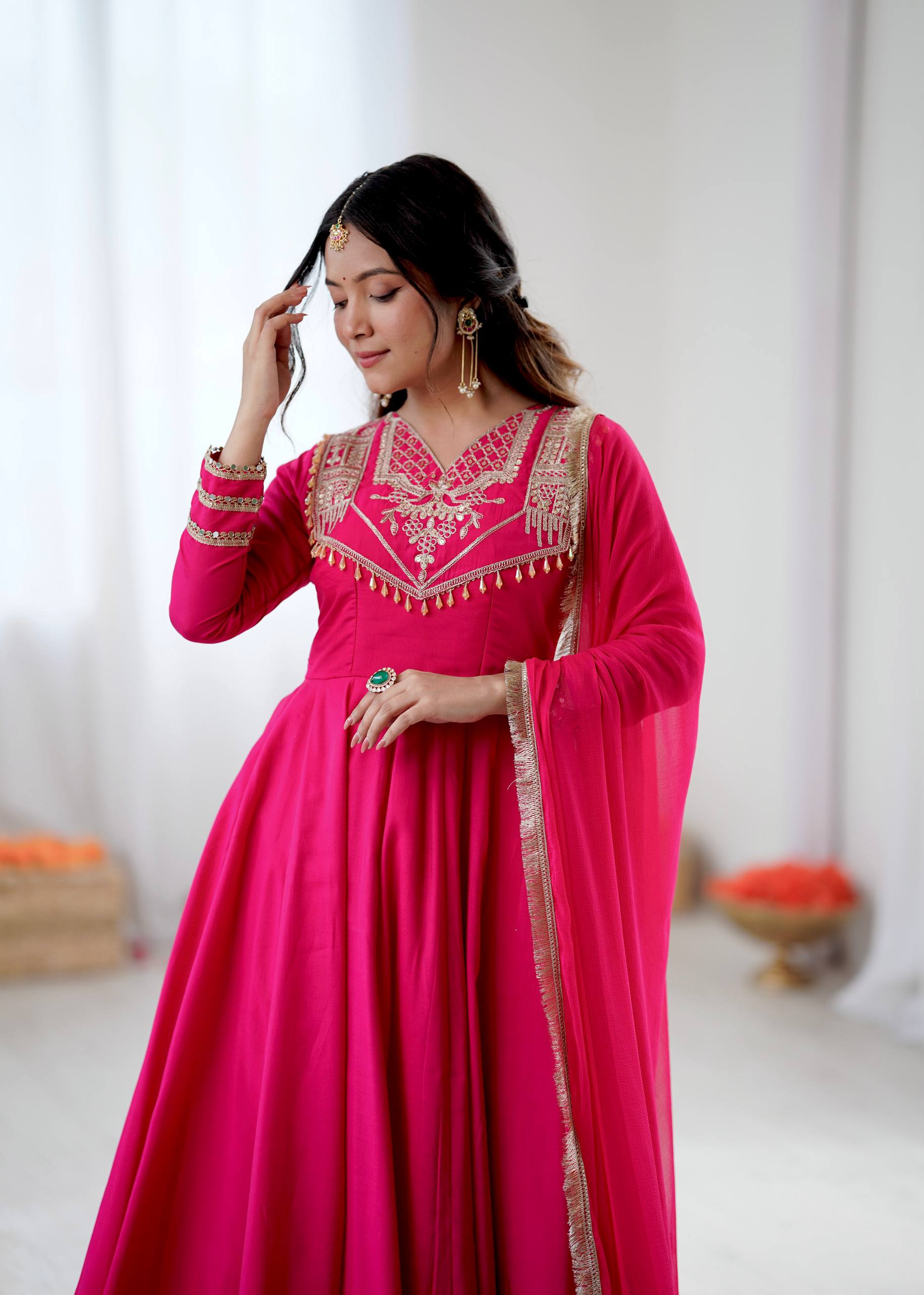 Avni-ZSR Roman silk Anarkali Gown set ZSR - SRK