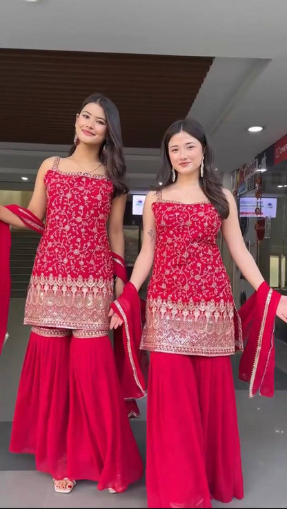 Bhavya-RT Foux Gorgette top pent set