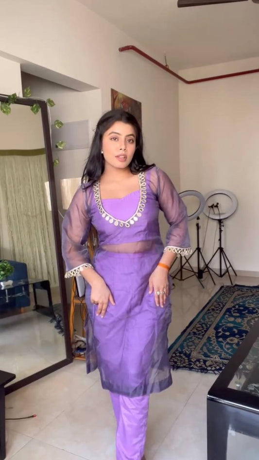 Amrita-KD Heavy Organza silk Top Pent set