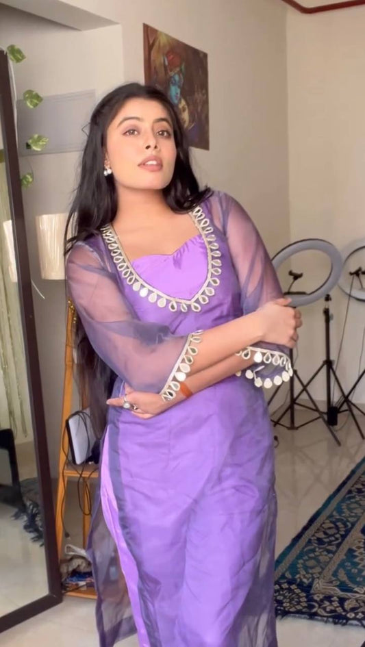 Amrita-KD Heavy Organza silk Top Pent set