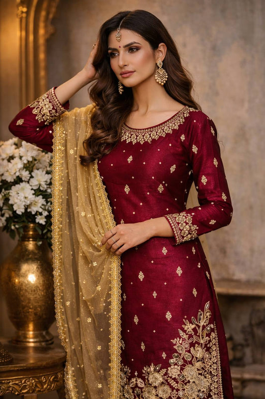 Shruti-VL  HAVY JC SILK Top and plazzo set Valam Fashion