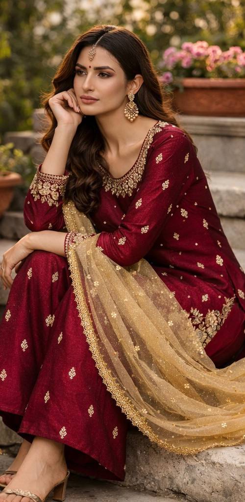 Shruti-VL  HAVY JC SILK Top and plazzo set Valam Fashion