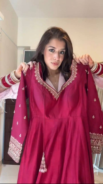 Anika-KD Havy Chinon Silk with Comfortable Inner gown pent dupatta set